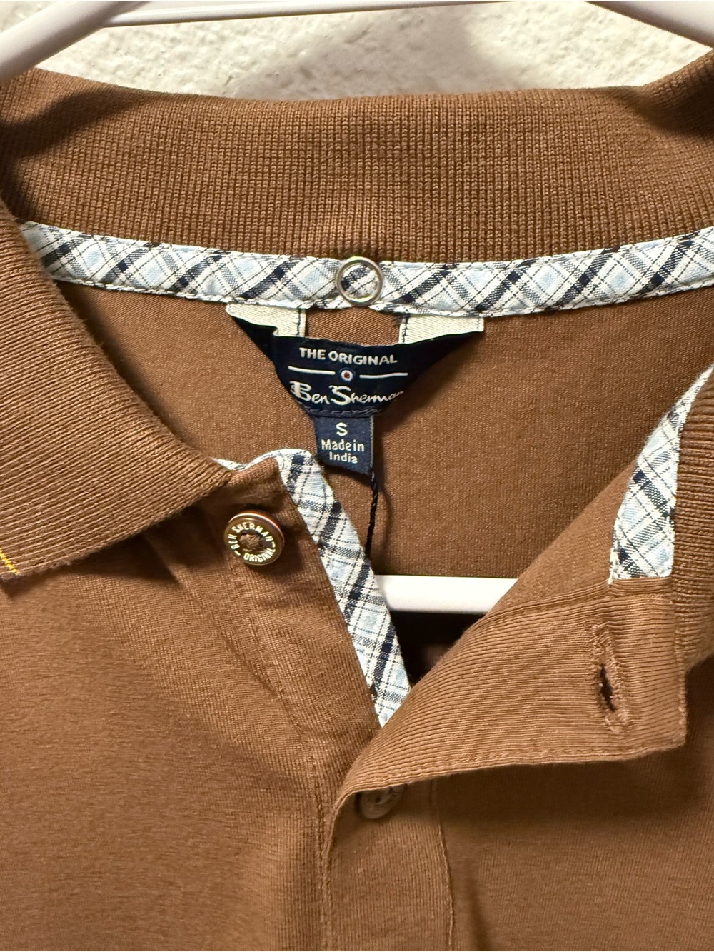 Ben Sherman The Original Men's Polo Shirt - Brown Classic Fit Short-Sleeve Polo - Picture 4 of 7